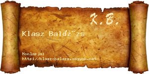 Klasz Balázs névjegykártya